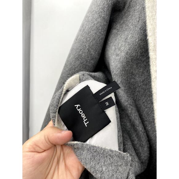 Theory M Sileena Cashmere Wool Gray Reversible Coat - Picture 5 of 6